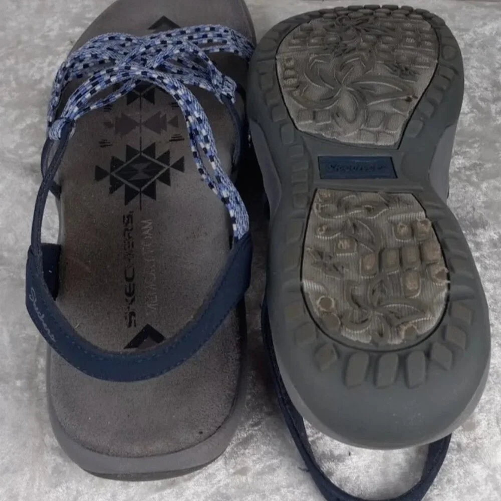 Skechers Women’s Strappy Gray/blue Sandal - Picture 2 of 3